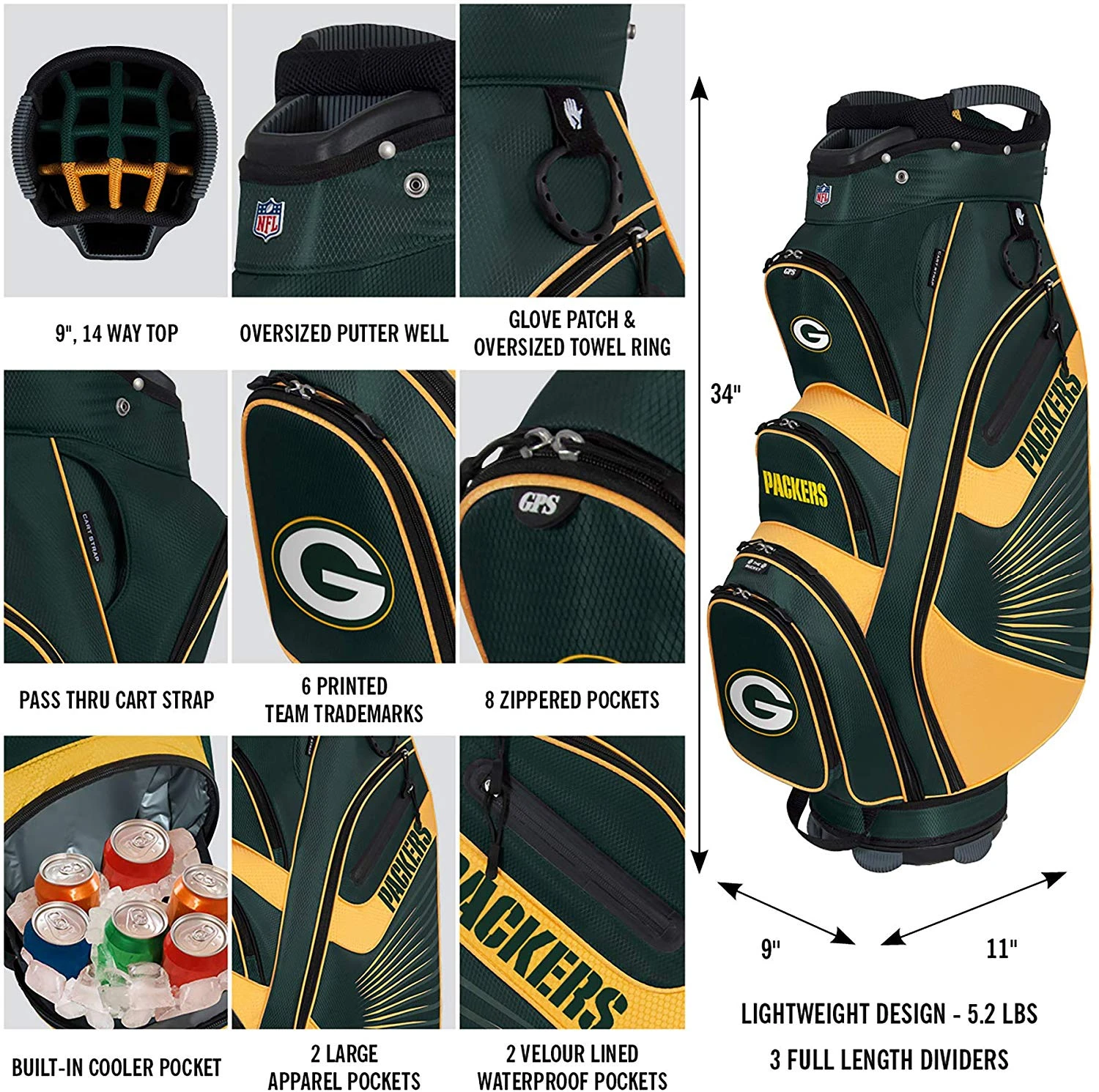 NFL The Bucket II Team Effort Cart Bag - Image 13